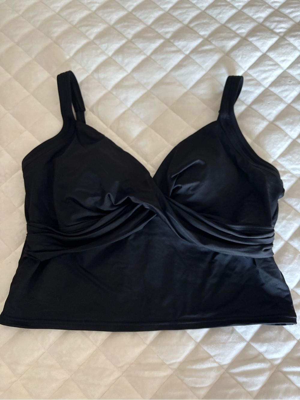 Lands' End Black V Neck Wrap Midkini Top